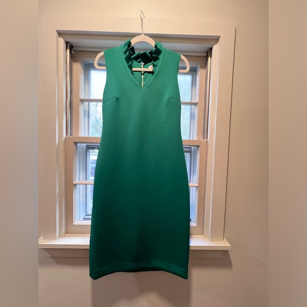 Calvin Klein ruffle sheath dress- size 6- emerald green